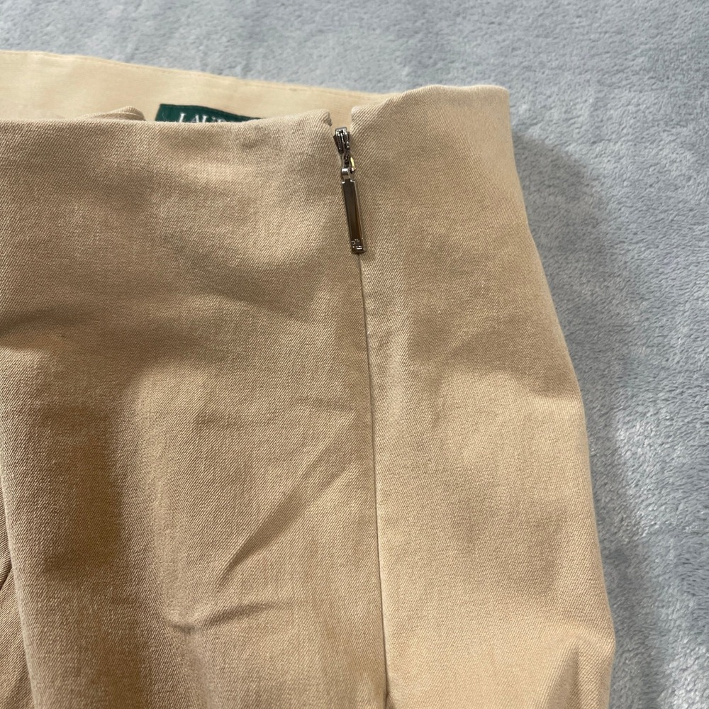 Lauren Ralph Lauren Pants Womens Size 6 Tan Slim Leg Ankle Side Zip Khaki - Picture 6 of 7